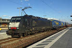 MRCE/Ecco Rail 189 280 hauls the LKW Walter shuttle through Straubing toward Rotterdam on 20 February 2020.
