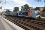RailPool 193 922 stands with the BláTäg (Blue Train) in Hallsberg on 10 September 2015.