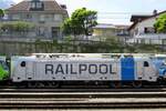 Side view on Railpool 187 006 at Spiez on 5 June 2014.