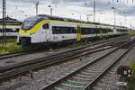 Identity crisis? SWEG 463 026 or 126 stands idle at Offenburg on 18 May 2026. New EMUs/BEMUs and other hybrid train sets are to replace many older trains, Diesel railcars and loco hauled trains (with DB Regio).