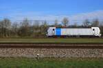 Side view on TX Logistics' newby 193 112 at Valburg CUP on 14 March 2024.