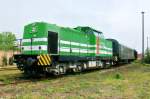 Erfurter IndustrieBahn 20/Lisa-1 stands in the Bw Weimar of the Thringer EF on 31 May 2010. The arrangements of the headlights makes it clear, that Lisa-1 is a Class 203.