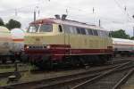 DB 218 105 in TEE-colours runs light inside the DGEG-Museum in Darmstadt-Kranichstein on 30 May 2014.