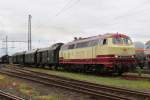 TEE 218 105 hauls a set of pre-war Donnerbuchsen at the DGEG-Museum in Darmstadt-Kranichstein on 30 May 2014.