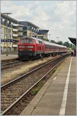 The DB 218 432-2 in Friedrichshafen Stadt Station.