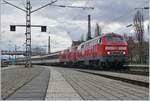 DB V 218 403-4 and 422-4 wiht an EC to München in Lindau.