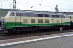 BrohltalBahn 218 396 stands in Trier on 28 April 2018. 