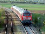 218 204-6 in front and 218 390-3 at the end of the train at Vhringen, April 19th, 2009.