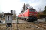 218 400-0 and annother 218 at Memmingen with EC train to Switzerland, March 17th, 2009.