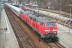 218 499-2 and annother at Memmingen with RE to Oberstdorf, March 17th, 2009.