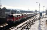 218 499-2 and annother 218 with train RE/IC from Oberstdorf to Hannover, at Vhringen, January 19th, 2010.