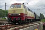 On 30 May 2014 TEE liveried 218 105 enters the Bahnwelt Darmstadt-Kranichstein with a shuttle train from Darmstadt Hbf.