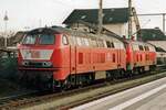 DB 218 264 and a sister engine wait for new duties at Itzehoe on 23 May 2005.