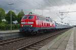 On 19 September 2022 DB Rabbit 218 366 calls at Itzehoe with an extra train carrying a boys scout's group.
