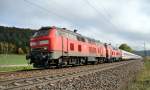218 487-7 and a second 218 with Intercity  Allgu  near to Amstetten, Oct. 6th, 2010.