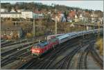 Two DB 218 with a IC are arriving at Ulm.