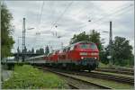 On the way to Mnchen: two 218 with an EC are leaving Lindau.