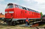 On 30 May 2010 ex-DR 219 084 stands at the works of the Thüringer EF in Weimar.