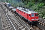 A steel slab train with 232 583 passes the university of Duisburg on 16 September 2016.