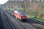 Steel train with 232 117 passes through Duisburg on 28 December 2017.