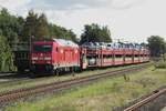 DB 245 027 hauls a Sylt-Shuttle car carrying train out of Niebüll on 20 September 2022.