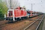 On 24 February 1998 DB 360 330 hauls a car transporting train through Recklinghausen Hbf.