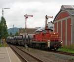 The 294 780-2 (repowered V90), ex DB 290 280-7 , of the DB Schenker Rail at 03.09.2013, in the station Ferndorf (Kr.