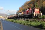 On this Picture you can see 294 577-2 with a freight train.
This train comes from a steel plant in Dillenburg an drives to the freight yard
of Dillenburg. 13.11.2013 