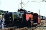 Be 6/8 III No 13302 and 323 478-8 arrangement at Amstetten; the engines driver wants a picture too of David and Goliath, September 14th, 1984.