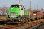 On 29 March 2017 Saarstahl 4185 001 hauls a steel train through Dillingen (Saar).