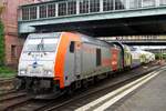 On 25 September 2014 hvle 246 010 deputised for a defect Metronom Class 246 leaving Hamburg-Harburg for Cuxhafen.