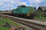 Eiffage 293 514 stands with an engineering train in Praest on 24 July 2025 and still carries the somewhat dilapidated colours of her former owner.
