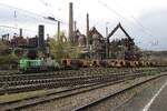 Saar Rail 4 185 001 shunts a train with molten steel at V�lklingen on 31 March 2026.