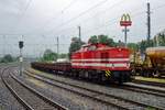 On 3 July 2013, HGB V 100-03 shunts a train during light engineering works at Remagen.