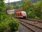 Diesel multiple units 640 009 (LINT 27) as RB 95 (Dillenburg - Siegen-Au/Sieg), runs on 18.05.2012 by Siegen-East in the direction of Siegen.