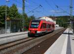 Diesel multiple units 640 011 (LINT 27) of the 3-country-train at 03.06.2011 in Kirchen/Sieg as RB-95 to Au (Sieg).