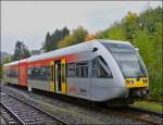 A Stadler GTW 2/6 of the Hellertalbahn photographed in Betzdorf (Sieg) on October 12th, 2012.