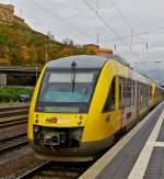. HLB (Hessische Landsbahn) LINT 41 double unit as RB 25 Koblenz Hbf - Limburg (Lahn) is waiting for passengers in the main station of Koblenz on November 3rd, 2014.
