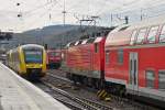 . HLB (Hessische Landesbahn) LINT 41 double unit is arriving in Koblenz main station on November 3rd, 2014.