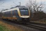 Il VT 648 424 passa vicino a Kaarst il 22 gennaio 2025 come RB tra Krefeld e Neuss e potrebbe aver bisogno di un buon lavaggio.