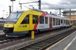 HLB VT 286 stands at Fulda on a rainy 15 September 2015 with a stopping train to Giessen.