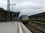 A lokal train from Kirchenlaibach (Agilis, VT 650.721) is standing in Hof main station on May 18th 2013.
