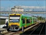 Waldbahn VT 19 is waiting for passengers at Plattling on September 9th, 2010.