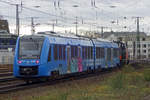 Experimental trainset EVB 654 602 is hauled through Köln West on 20 February 2020.