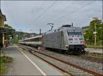 The 101 028-9 is hauling a IC Zrich - Stuttgart through the station of Engen on September 15th, 2012.