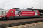 Partially an advertising loco: 101 118 pushes an IC out of Weimar on a shabby 2 June 2013.
