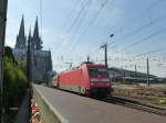 101 100-6 is driving between the main station and the Hohenzollernbridge in Cologne on August 21st 2013.