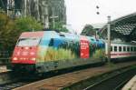 La Marcha in Italy is the subject of the advertising 101 109, that on this scanned picture stands at Köln Hbf on 27 May 2003.