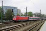 On 11 April 2014 DB 101 068 with an EC from Vienna enters Dresden Hbf.