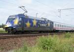 The Class 101-advertising-locomotive 101 101, which is advertising for the future of Europe is running through Brunswick on the 28th June 2009.
